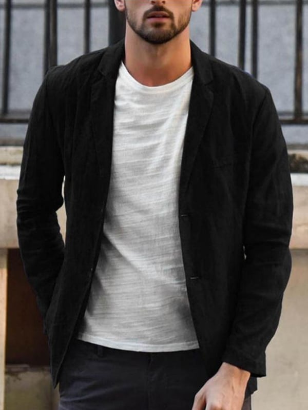 Men's casual loose cotton and linen suit