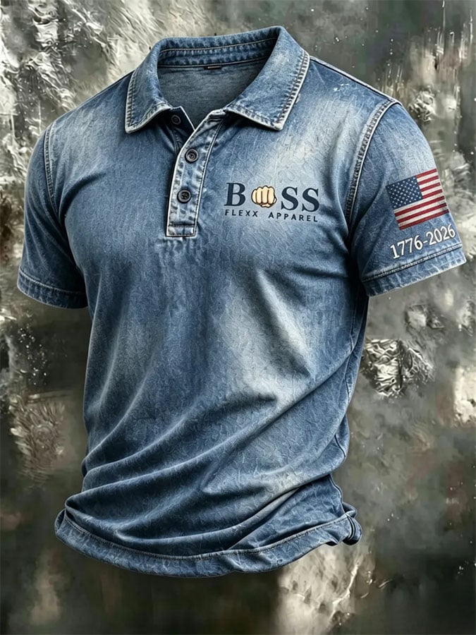 Men's Printed Short-Sleeve Polo Shirt