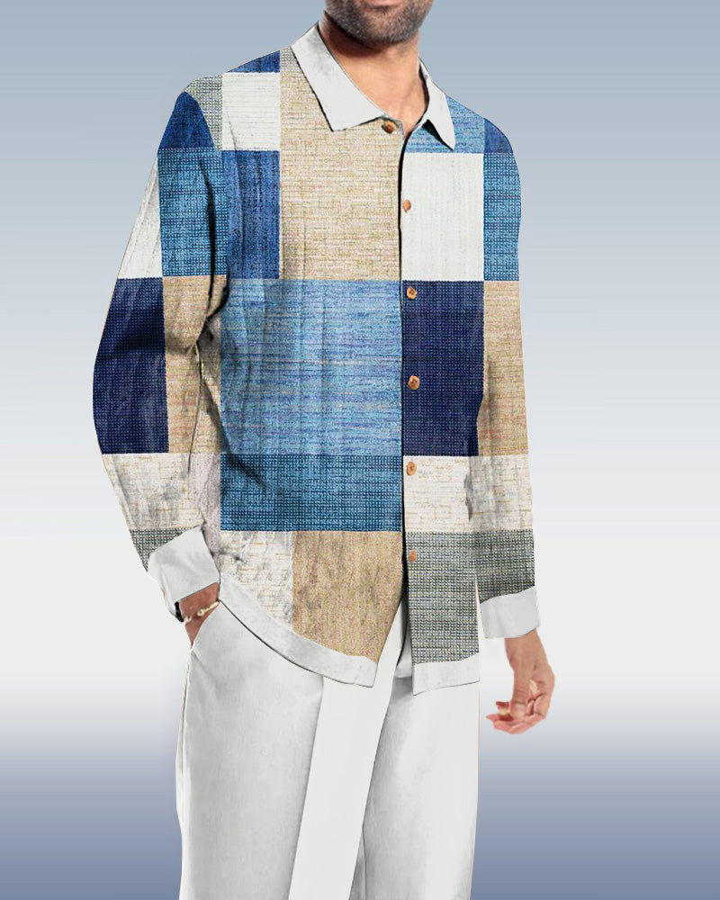 Men's Casual Color Block Long Sleeve Walking Suit