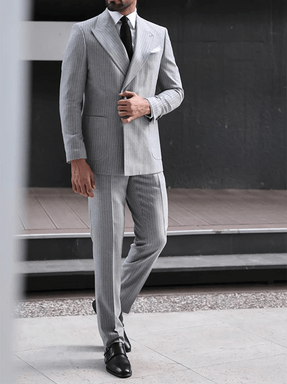 Men's Retro Single Breasted Striped Gentleman Business Suit Jacket