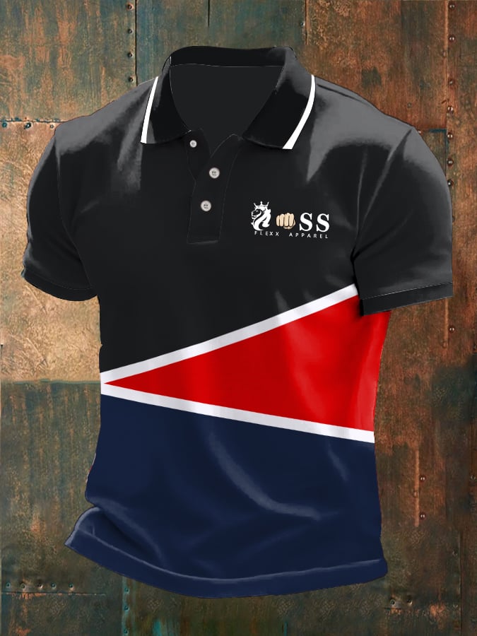 Men's casual polo shirt with contrast print