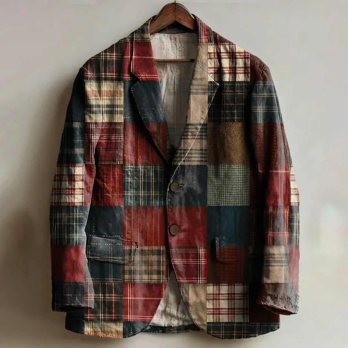 Men's Vintage Plaid Print Casual Blazer