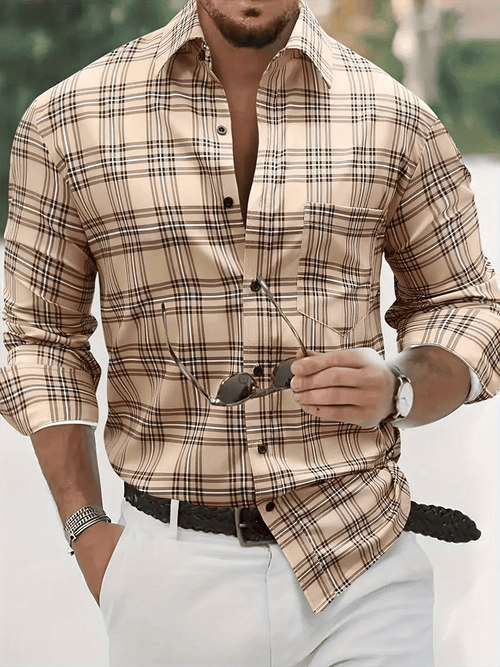 Men's Street Style Business Casual Printed Long Sleeve Shirt
