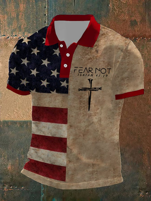 Men's Vintage Flag Fear Not Printed POLO Shirt