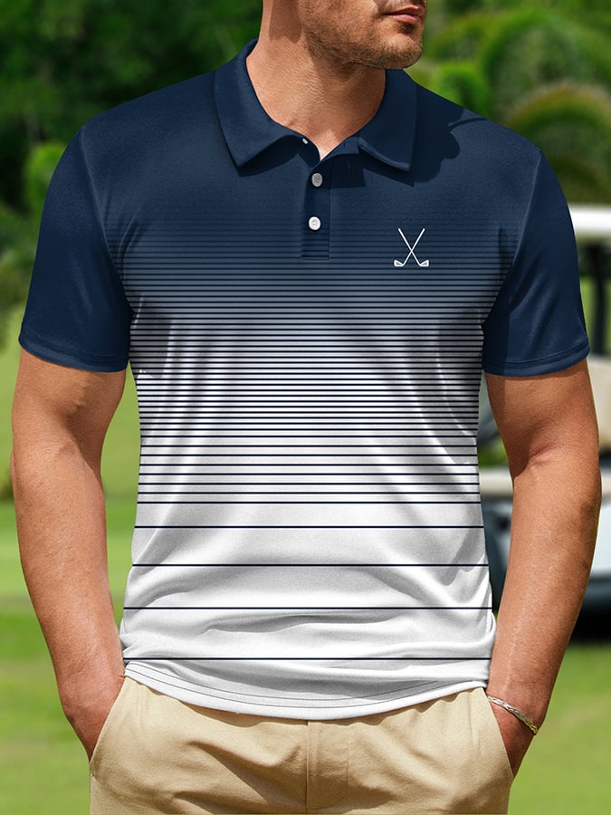 Men's Fashionable Geometric Short Sleeved Polo Shirt