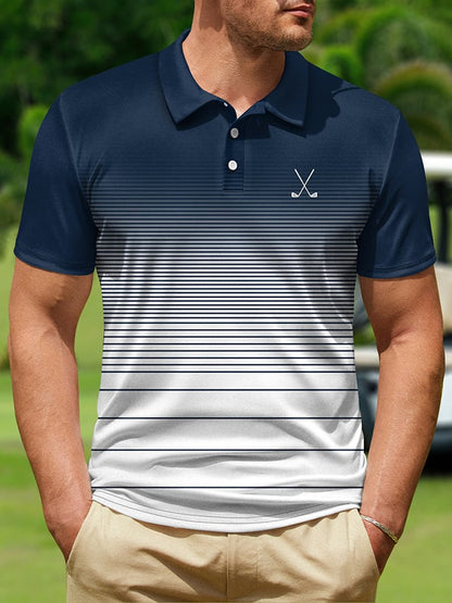 Men's Fashionable Geometric Short Sleeved Polo Shirt