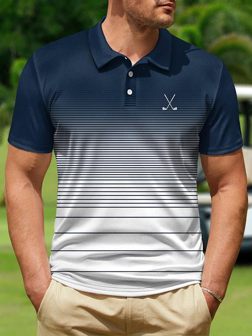 Men's Fashionable Geometric Short Sleeved Polo Shirt