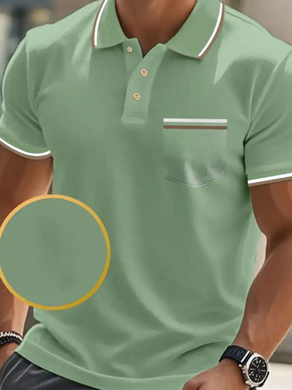 Men's Classic Casual Short Sleeve Polo Shirt with Pocket