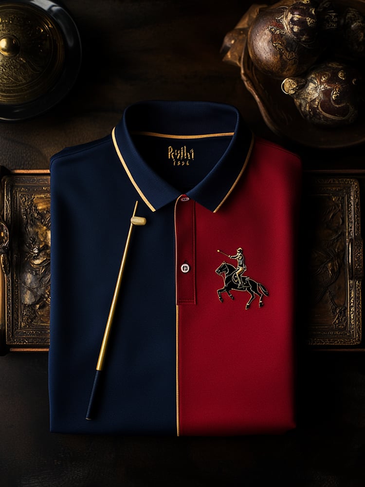 Men's Classic Business Logo Button Short Sleeve Polo Shirt