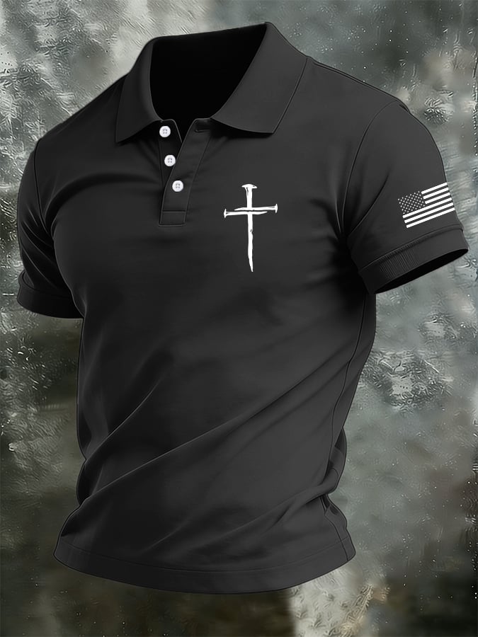 Men's Retro Faith  Casual Printed Polo Shirt