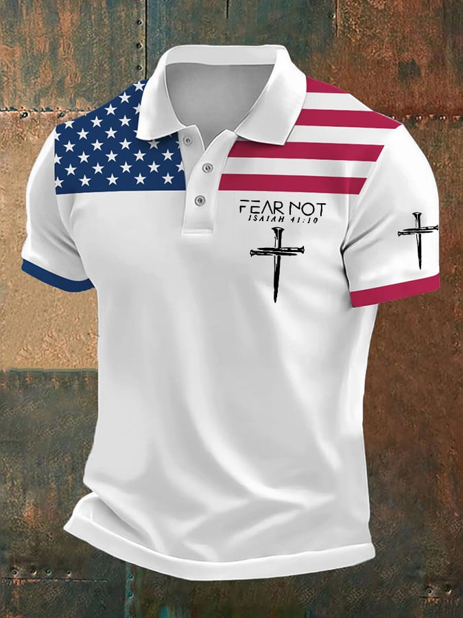 Men's Vintage Fear Not Printed POLO Shirt