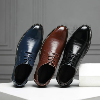 Men's Versatile Toe Toe Glossy Business Casual Leather Shoes