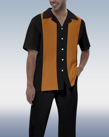 Rianmond Men's Colorblock Short Sleeve Shirt Walking Set 314