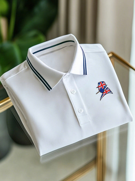Men's Business Union Jack Casual Button Short Sleeve Polo Shirt