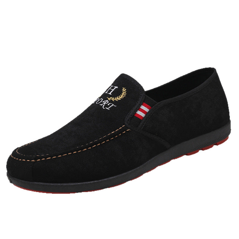 Cowhide-Soled Low-Top Canvas  Loafers