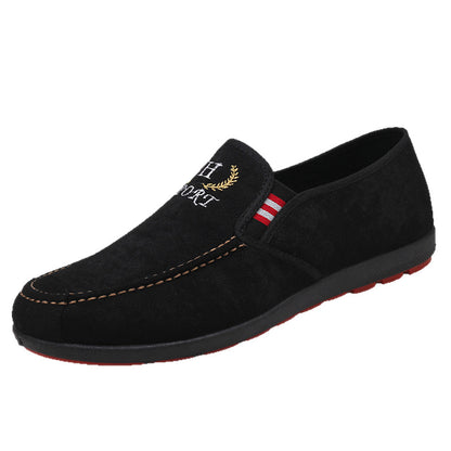 Cowhide-Soled Low-Top Canvas  Loafers