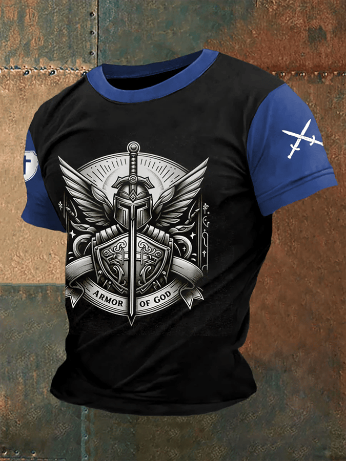 Men's Armor Of God Print Casual Tee