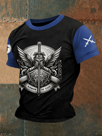 Men's Armor Of God Print Casual Tee