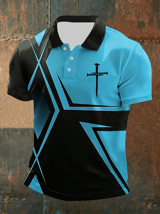 Men's Retro Faith  Casual Printed Polo Shirt