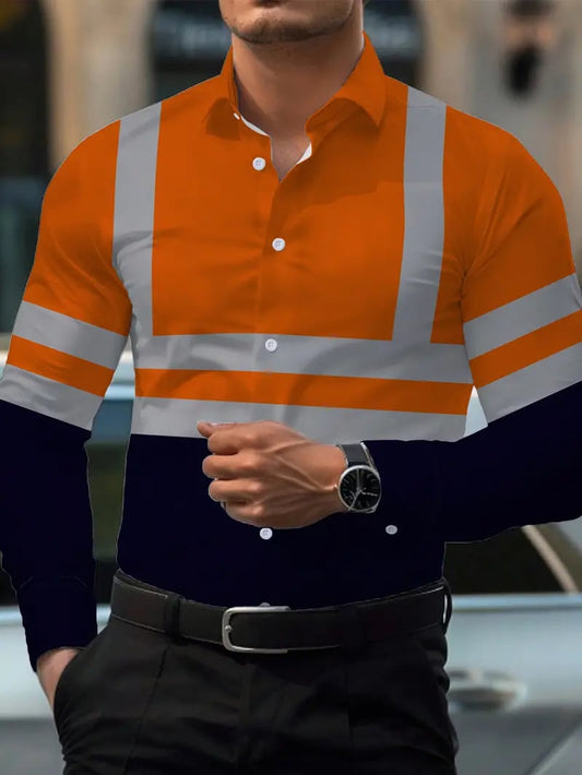 Men's Street Style Business Casual Printed Long Sleeve Shirt