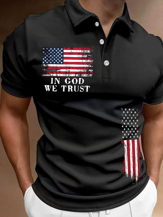 Men's Fashion Independence Day Casual Printed Polo Shirt