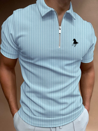 Men's Horse Print Casual Polo Shirt