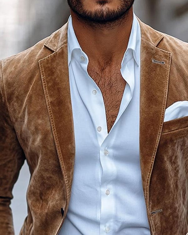 Men's Business Casual Golden Velvet Suit