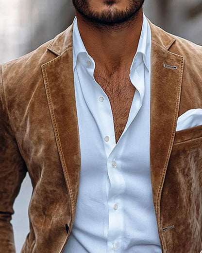 Men's Business Casual Golden Velvet Suit