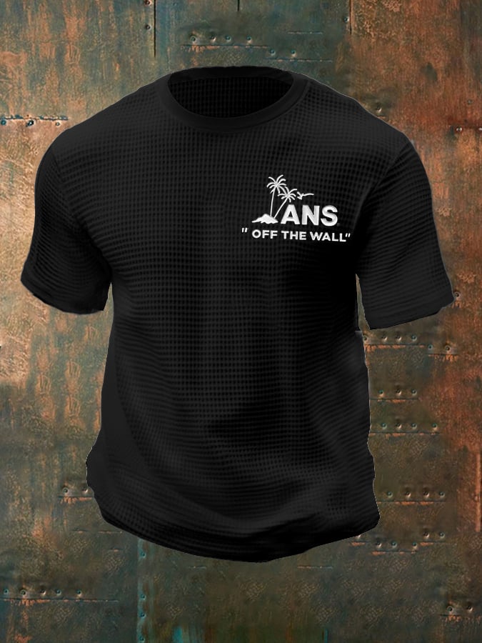 Men's Casual Sports Logo Waffle T-Shirt