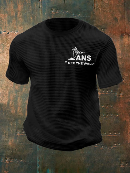 Men's Casual Sports Logo Waffle T-Shirt