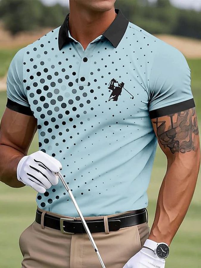 Men's Casual Business Plaid Contrast Color Polo