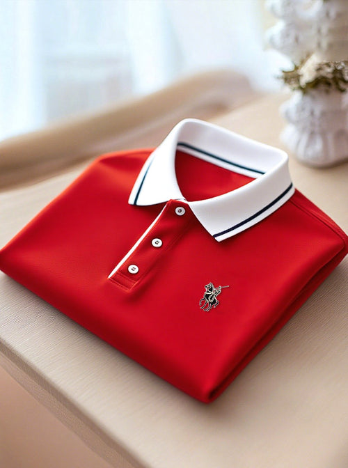 Men's Business Casual Button Short Sleeve Polo Shirt