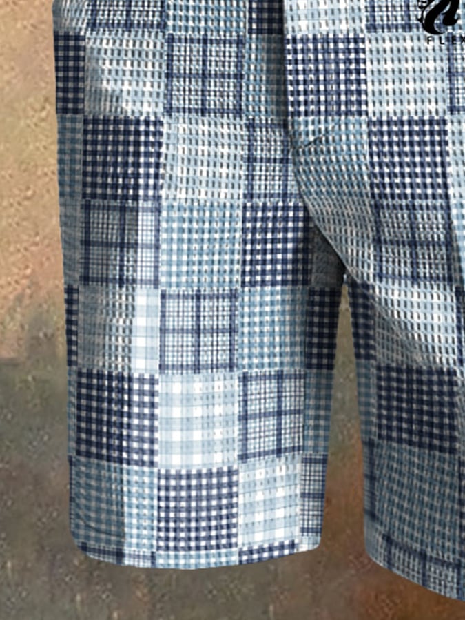 Men's Casual Plaid Waffle Pants