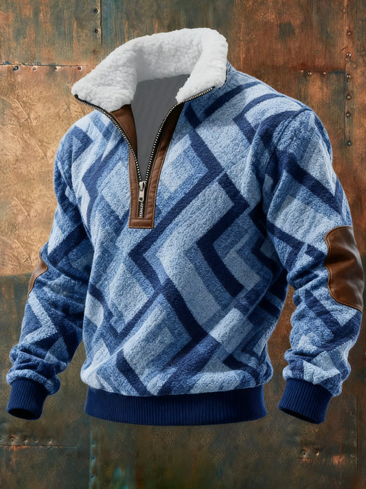 Men's Cable Textured Print Casual Sweatshirt