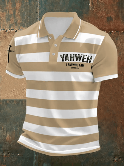 Men's Retro Faith “Yeshua�? Casual Printed Polo Shirt