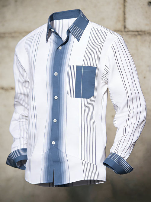 Men's Retro Business Bag House Geometric Long-Sleeve Shirt