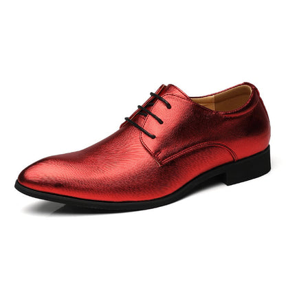 Men's Business Casual Lace-up Pointed Toe Faux Leather Shoes