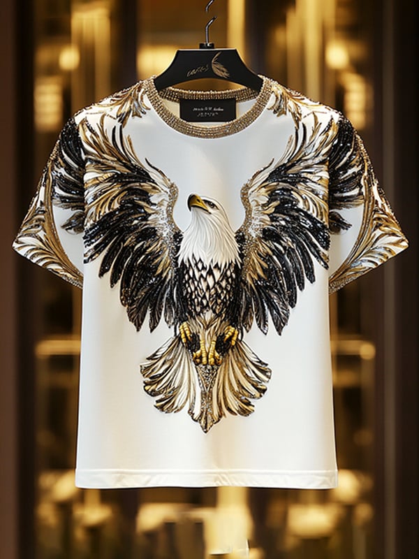 Men's Business Luxury Printed  Cotton Short Sleeve T-Shirt