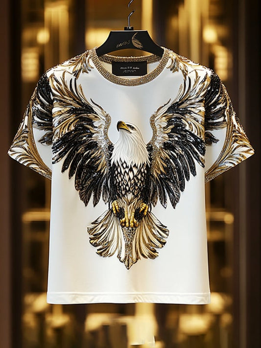 Men's Business Luxury Printed  Cotton Short Sleeve T-Shirt