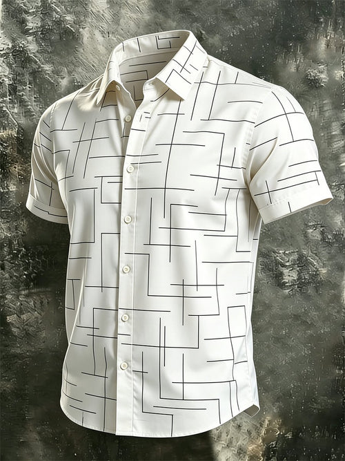 Men's Retro Bauhaus Geometric Short-Sleeve Shirt
