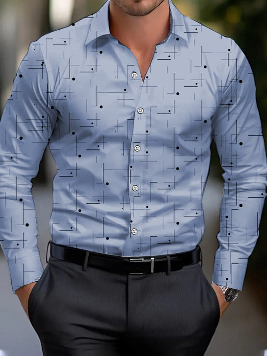 Men's Business Style Geometric Print Shirt