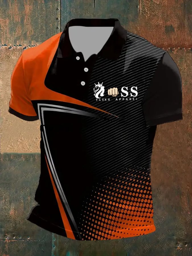 Men's Retro Letter Print Casual Polo Shirt