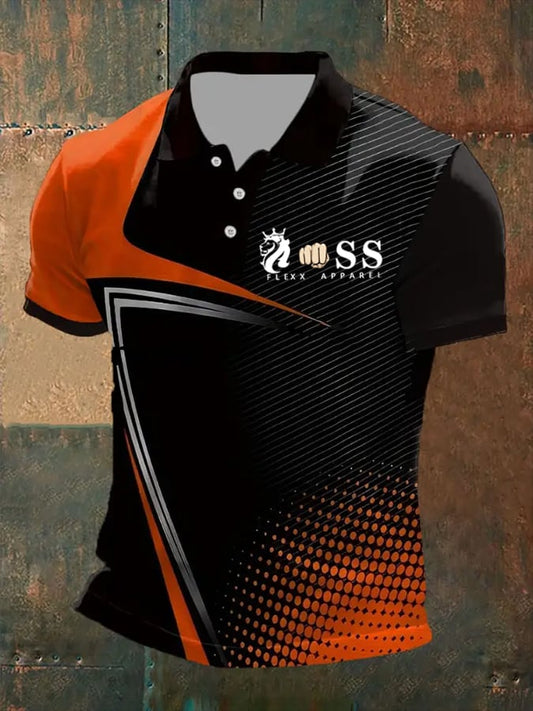 Men's Retro Letter Print Casual Polo Shirt