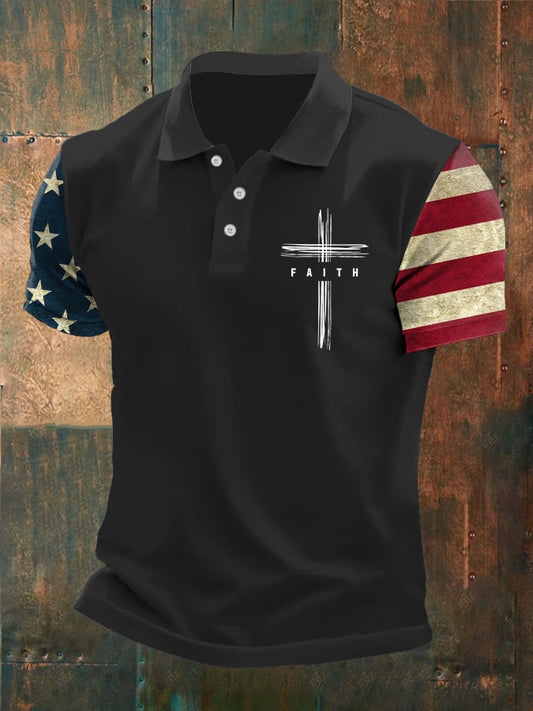 Men's Independence Day Camouflage Print Casual Polo Shirt