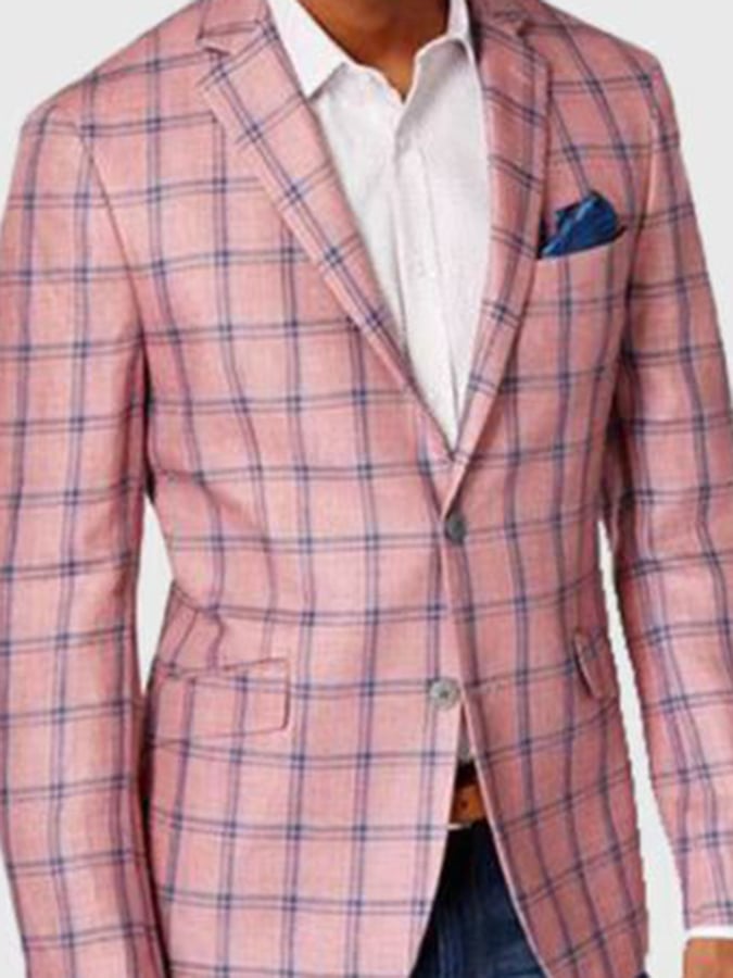 Men's Plaid Single Breasted Notch Lapel Slim Fit Blazer