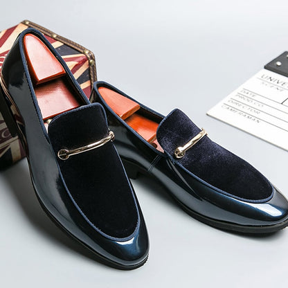 Fashion British Style Solid Color Patent Leather Suede Business Casual Leather Shoes