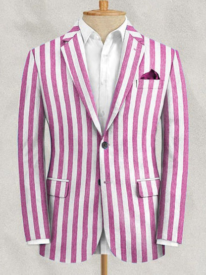 Men's Retro Single Breasted Striped Gentleman Business Suit Jacket