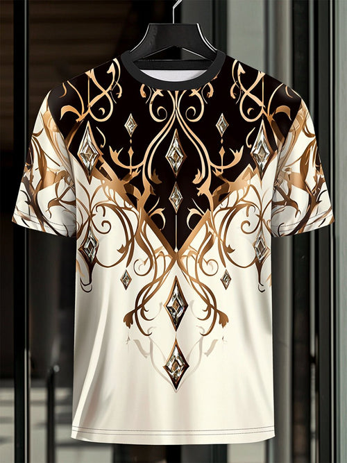 Men's Business Luxury Printed  Cotton Short Sleeve T-Shirt