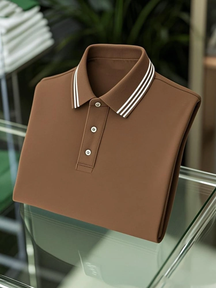 Men's Business Casual Button Short Sleeve Polo Shirt