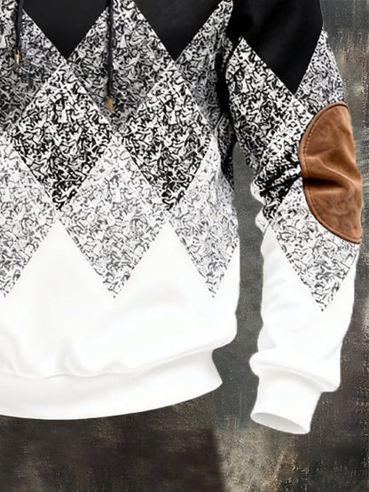 Men's Vintage Color-Block Hooded Sweatshirt